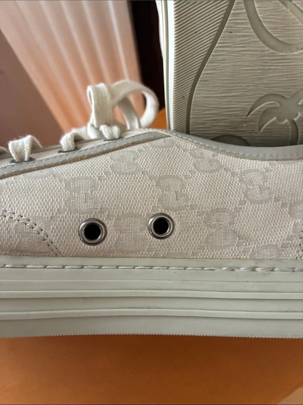 Gucci Beige Cream Canvas & Leather Sneakers